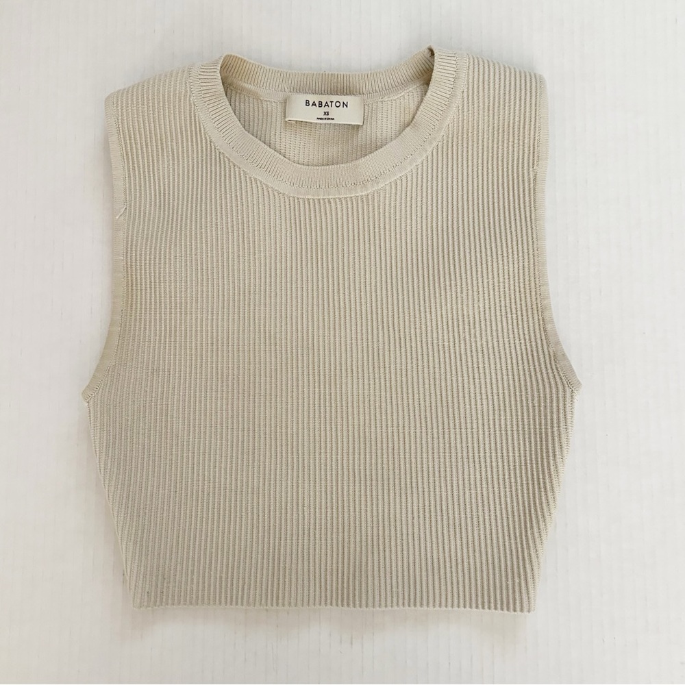 Babaton by Aritzia Rory Sculpt Ribbed Knit Racer Cropped Tank Top Size XS - Picture 2 of 8